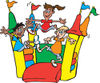 Happy Children Jumping on a Colorful Castle Bouncy House 2