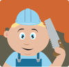 Caucasian Construction Worker Boy Holding A Saw