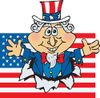 American Uncle Sam Bursting Through A Flag