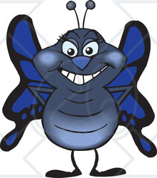 Clipart of a Happy Blue Butterfly Standing - Royalty Free Vector Illustration