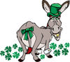 St Patricks Day Donkey Looking Back With Clovers A Gold Tooth And Hat