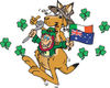 St Patricks Day Leprechaun In A Kangaroo Pouch With Flags And Shamrocks