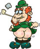 St Patricks Day Leprechaun Smoking A Pipe Bending Over And Pointing To His Butt