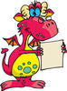 Pink Dragon Wearing Glasses And Holding A Document