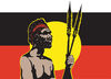Aboriginal Man With Spears And An Australian Aboriginal Flag