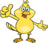 Happy Yellow Canary Bird Presenting and Giving a Thumb up