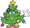 Happy Christmas Tree Standing and Waving