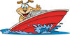 Sparkey Dog Driving a Speed Boat
