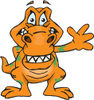 Happy Orange Tyrannosaurus Rex Waving