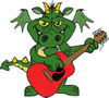 Green Dragon Playing an Acoustic Guitar