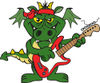 Green Dragon Playing an Electric Guitar
