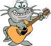 Happy Black Catfish Playing an Acoustic Guitar