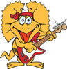 Happy Frill Lizard Playing an Electric Guitar