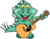 Happy Steagosaur Dinosaur Playing an Acoustic Guitar