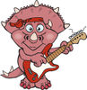 Happy Triceratops Dinosaur Playing an Electric Guitar