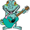 Happy Chameleon Lizard Playing an Acoustic Guitar