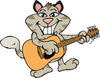 Happy Tabby Cat Playing an Acoustic Guitar