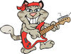 Happy Tabby Cat Playing an Electric Guitar