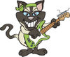 Happy Siamese Cat Playing an Electric Guitar