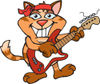 Happy Ginger Tabby Cat Playing an Electric Guitar