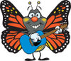 Happy Monarch Butterfly Playing an Acoustic Guitar