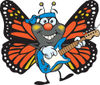 Happy Monarch Butterfly Playing an Electric Guitar