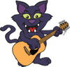 Black Cat Playing an Acoustic Guitar