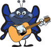 Happy Blue Butterfly Playing an Acoustic Guitar