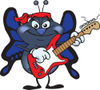 Happy Blue Butterfly Playing an Electric Guitar