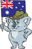 Happy Koala Holding up an Australian Flag