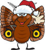 Friendly Waving Moth Wearing a Christmas Santa Hat