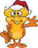 Friendly Waving Goldfish Wearing a Christmas Santa Hat