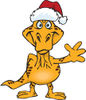 Friendly Waving Goanna Lizard Wearing a Christmas Santa Hat
