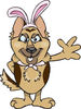 Friendly Waving German Shepherd Dog Wearing Easter Bunny Ears