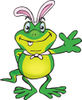 Friendly Waving Gecko Wearing Easter Bunny Ears