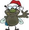Friendly Waving House Fly Bug Wearing a Christmas Santa Hat