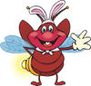 Friendly Waving Firefly Lightning Bug Wearing Easter Bunny Ears