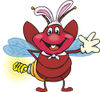 Friendly Waving Firefly Lightning Bug with a Light Bulb Butt Wearing Easter Bunn...