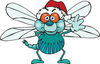 Friendly Waving Dragonfly Wearing a Christmas Santa Hat