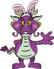 Friendly Waving Purple Dragon Wearing Easter Bunny Ears