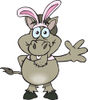 Friendly Waving Donkey Wearing Easter Bunny Ears