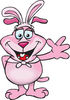 Friendly Waving Pink Dog Wearing Easter Bunny Ears
