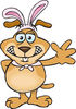 Friendly Waving Sparkey Dog Wearing Easter Bunny Ears