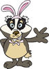 Friendly Waving Badger Wearing Easter Bunny Ears