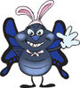 Friendly Waving Blue Butterfly Wearing Easter Bunny Ears