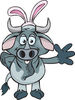 Friendly Waving Brahman Bull Wearing Easter Bunny Ears