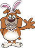Friendly Waving Bulldog Wearing Easter Bunny Ears