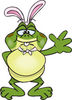 Friendly Waving Bullfrog Wearing Easter Bunny Ears
