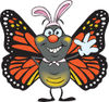 Friendly Waving Monarch Butterfly Wearing Easter Bunny Ears