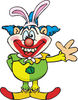 Friendly Waving Clown Wearing Easter Bunny Ears